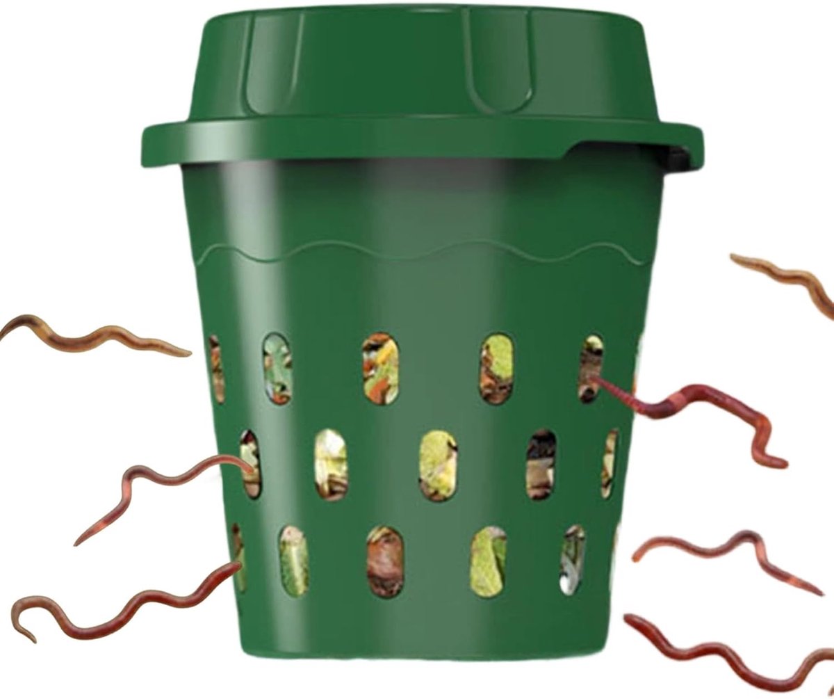 Wormencomposter Ingegraven - Meststof Productie Bak - Bodem Verbetering Tuin - Geïntegreerde Ventilatie Gaten - 24x24x274 cm - Beige