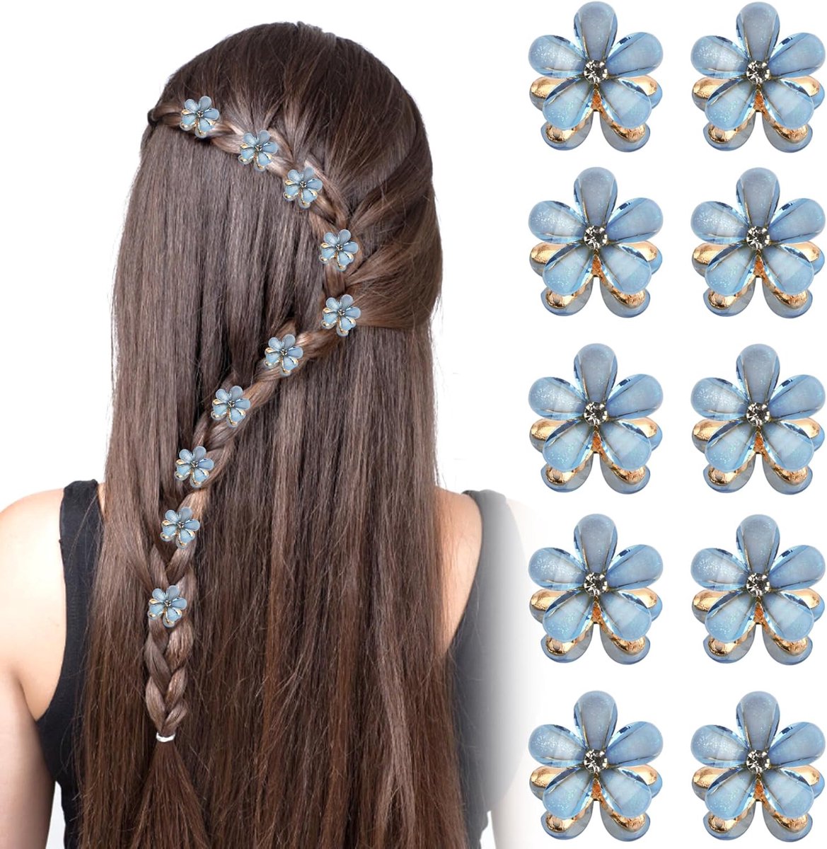 Mini Haarclips - Bloem Clips - Feestelijk Kapsel - Glanzend Metaal - 2 cm - Blauw Lila