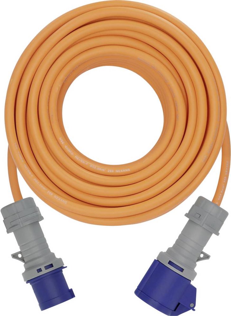Brennenstuhl 1167650425 Stroom Camping-CEE-verlengkabel Blauw, Grijs, Oranje 25 m H07RN-F 3G 2,5 mm²