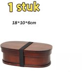 1 stuk - bento box - hout - buiten picknick camping - lunchbox lunchbox - geschikt voor woon-werkverkeer met rijst -18*10cm- groot gelakt