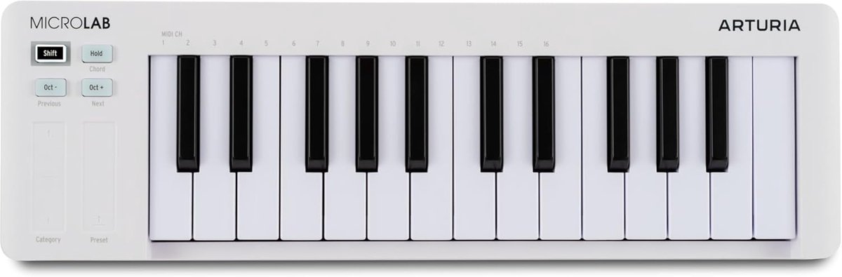 Midi Keyboard - Controller - Muziek Maken - 25 Aanslaggevoelige Toetsen - Compact Formaat - Wit