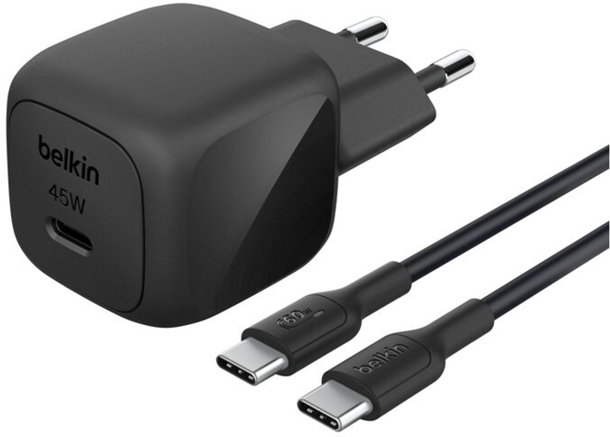Belkin USB C Wandlader 25 W met USB C naar USB C kabel 1 m - Zwart