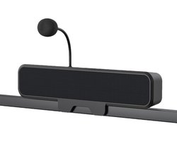 GELLDG PC-luidspreker met USB-aansluiting en microfoon - Stereo geluid met bas, Eén-knop stil - Geschikt voor monitor, desktop, laptop en Mac - Kunststof - 248x32x47mm - Klemontwerp voor ruimtebesparing