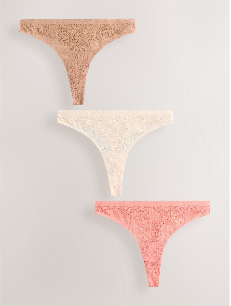 Next - Dames - Set van 3 all-over kanten strings - Oranje