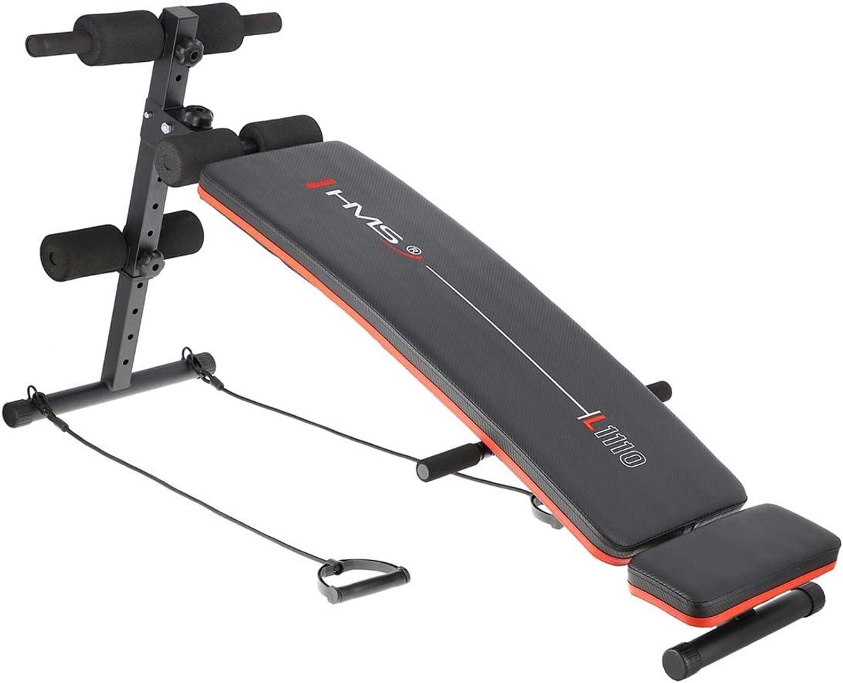 Fitnessbank Elastieken - Buikspierbank Trainingsbank - Thuis Sporten - Met Trainings Elastieken - 100kg Gewicht - Oranje Frame