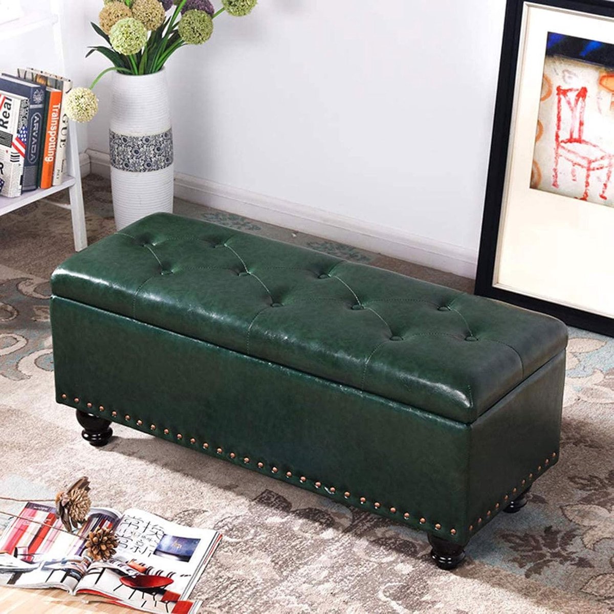 Opberg Poef - Zitkruk Kruk - Extra Zitting - Stevig Houten Frame - Diverse Maten - Veelkleurig
