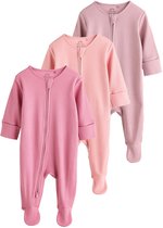 Next - Meisjes - Set van 3 babypyjama's met tweewegritssluiting - Roze