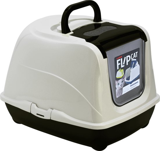 Moderna - Kattentoilet - Flip Cat large - Zwart/wit - 37x39x50 cm