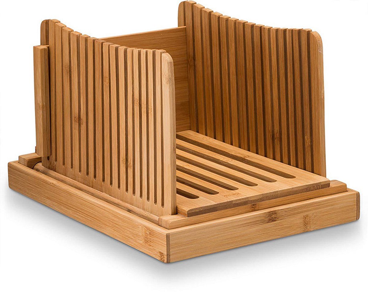Natuur broodsnijhulpe – Verstelbaar, bamboe, broodplank met kruimellade