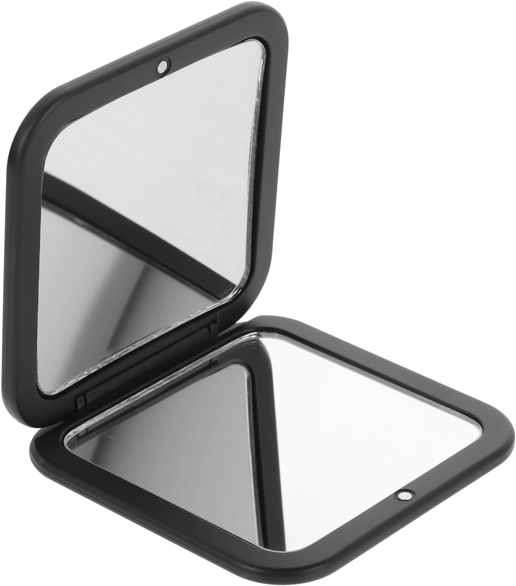 Compacte Spiegel - Handtas Spiegel - Make-up Bijwerken - Dubbele Vergroting - 8.3 cm - Zwart
