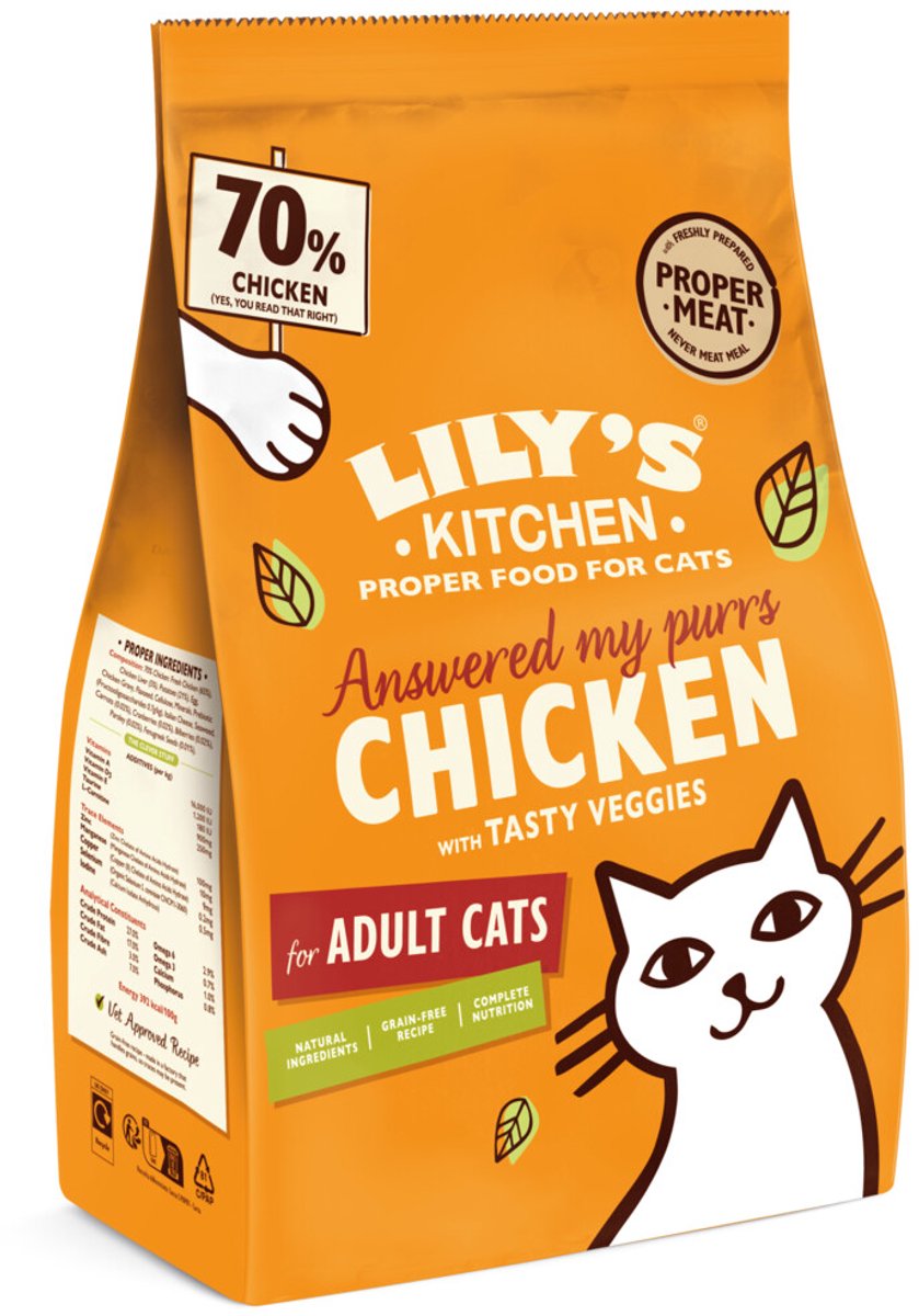 Lily's Kitchen Lily's Kitchen Kattenvoer Droog Adult Kip & Groenten - 2 x 2 kg - Voordeelverpakking