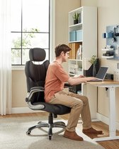 tectake Bureaustoel Jillien met voetsteun en veloursbekleding, Zwart
