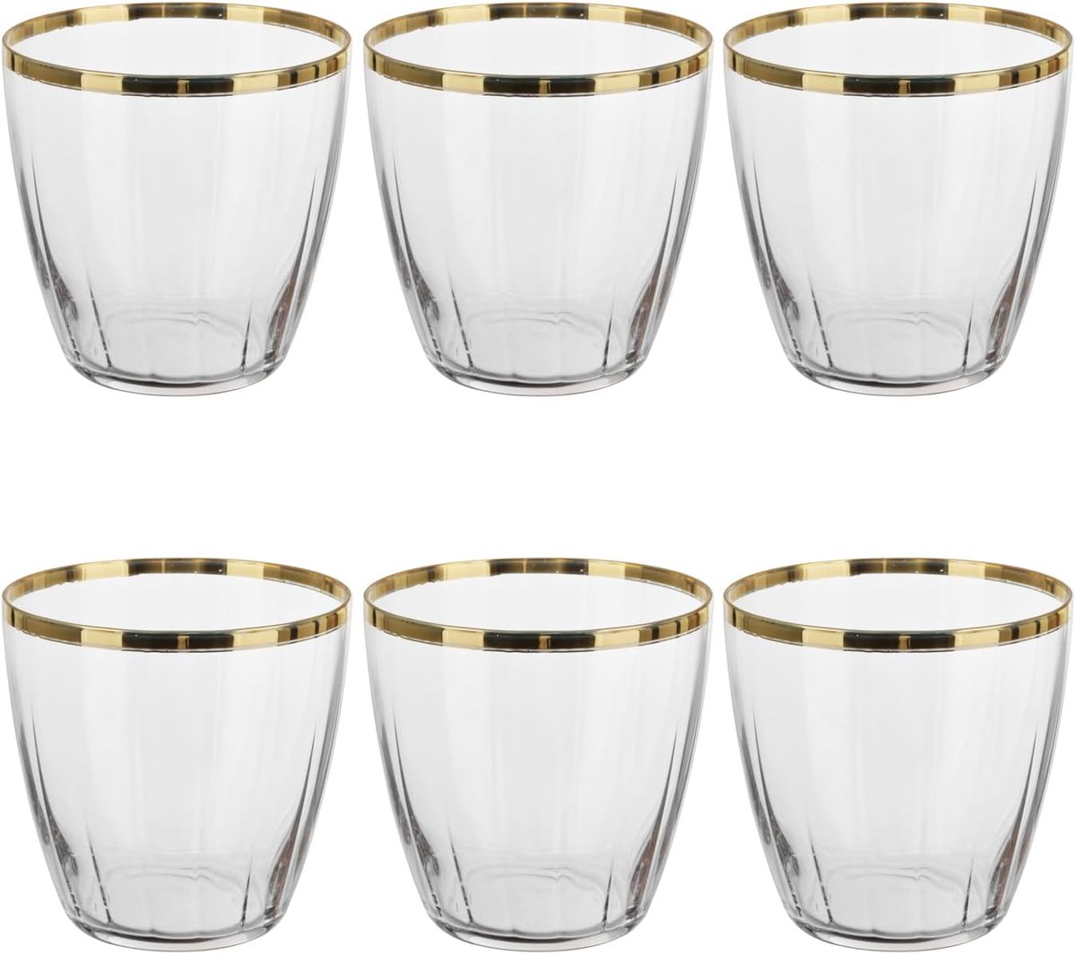 Waterglazen Set - Drankglazen - Feestelijke Dranken - Vaatwasmachinebestendig - 365 ml - Groen Goud