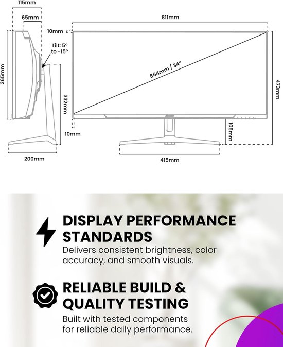 Curved Gaming Monitor - Ultrawide Scherm - Intensief Gamers - 165Hz Verversingssnelheid - 34 Inch UWQHD - Wit — afbeelding 2