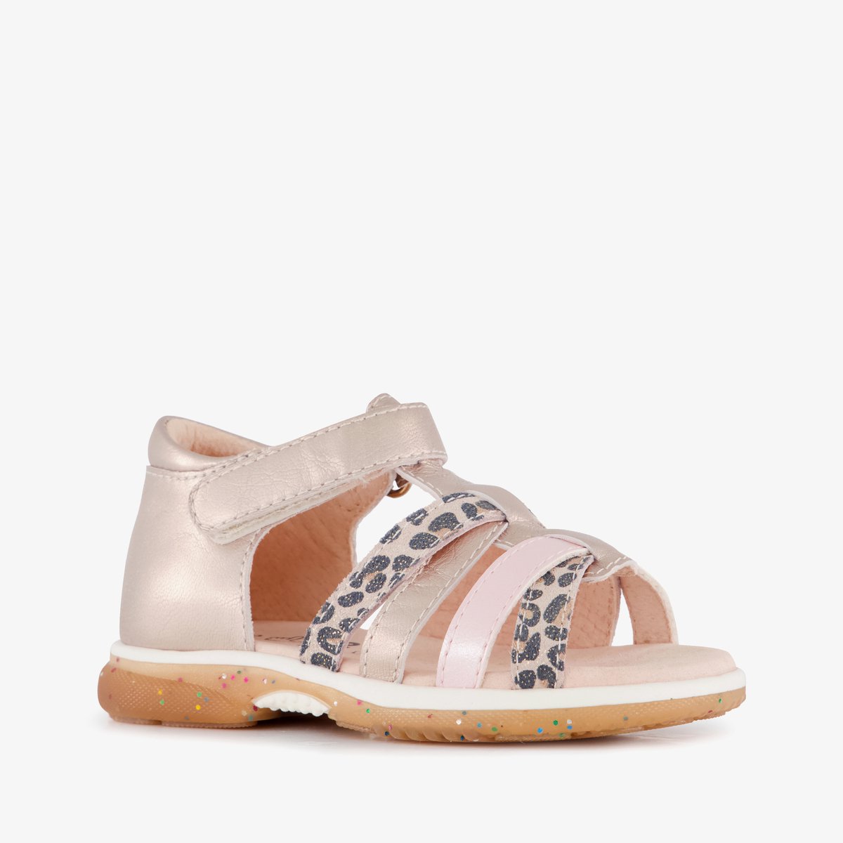 Stap leren meisjes sandalen panterprint roze - Maat 24