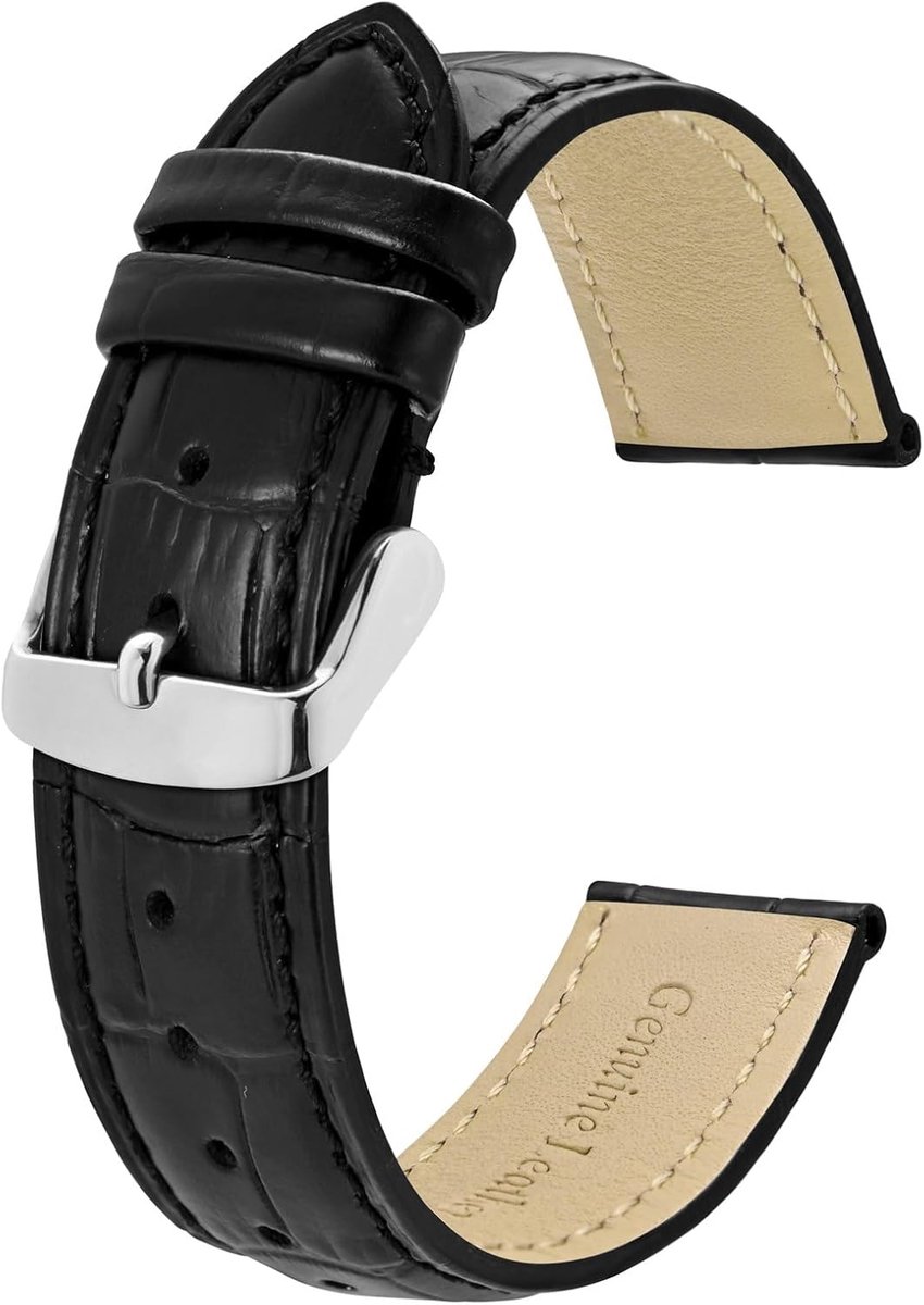 Leren Horlogeband - Croco Print Band - Dagelijks Gebruik - Verjongde Bandvorm - 18-24 mm - Meerdere Kleuren