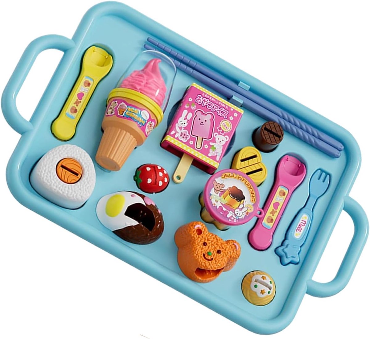 Keukenspeelgoed Set - Rollenspel Accessoires - Leren Spelen - Realistisch Eten - 29 x 18 x 5.5 cm - Blauw