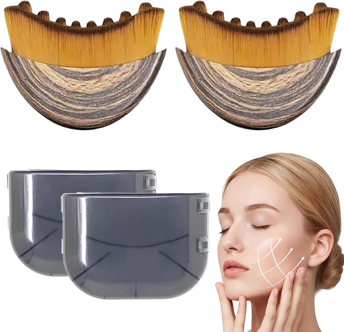Gezichtsborstel Set - Gezichtscontour Borstel - Lymfedrainage Massage - Ontspant Gezichtsspieren - 72 x 62 cm