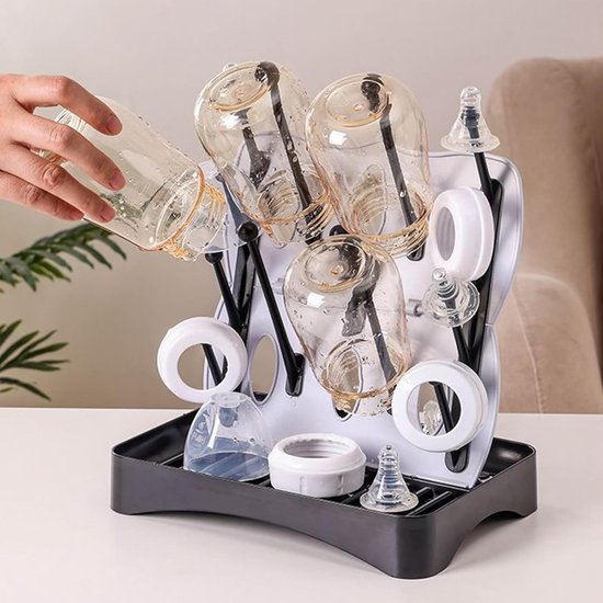 Flessen Droogrek - Opvouwbare Organizer - Baby Flessen - Ruimtebesparend Ontwerp - 5x18x5 cm - Zwart — afbeelding 4