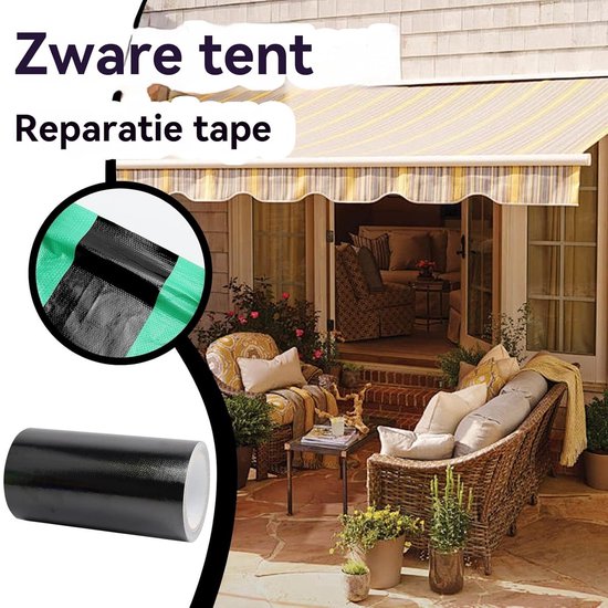Reparatie Tape - Waterdichte Patch - Tent Herstellen - UV-Bestendig Zwaar - 8cm x 10m - Zwart van Merkloos — afbeelding 5