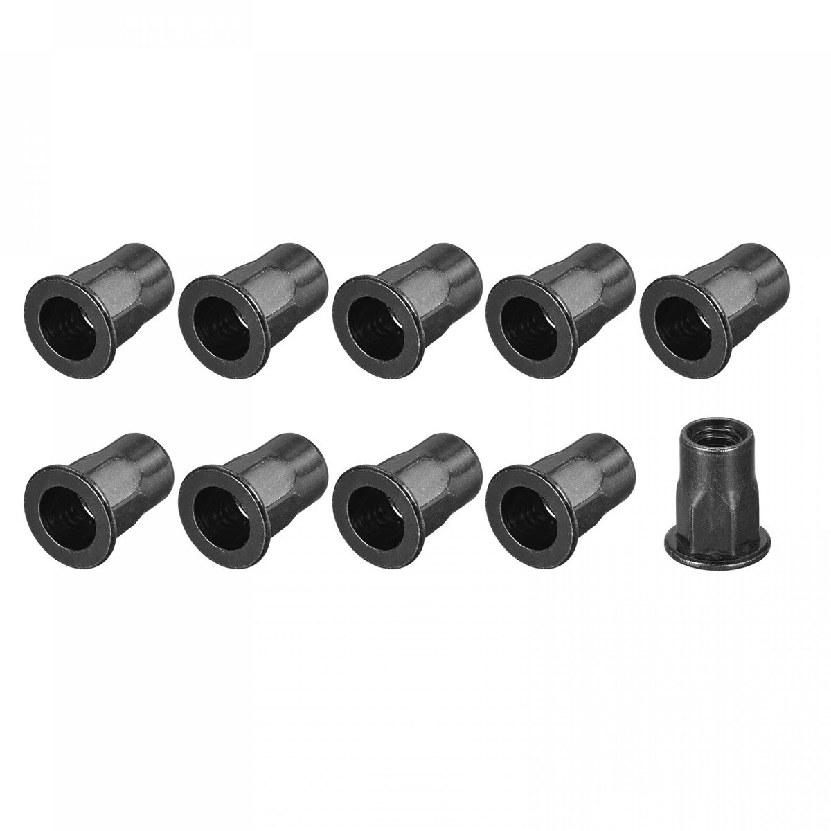 Allecto - Rivet Nuts - Carbon Steel - Half Hexagon - Threaded Insert Nuts - Furniture Mechanical Fasteners - Black - M6 - 50 stuks