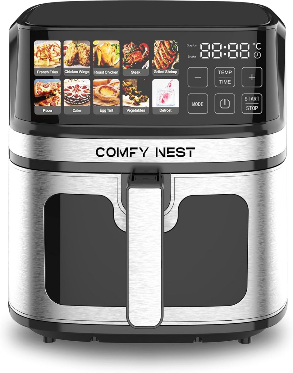 Heteluchtfriteuse 8 Liter - Airfryer XL - Gezond Koken - 10 Programma's Digitaal - 1700 Watt - Zwart
