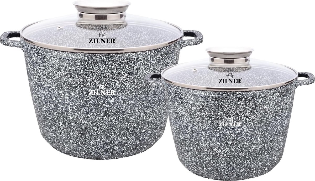 Pannenset - Kookpan Set - Grote Porties - Aroma Knop Doseerder - 6.2 en 10.2 Liter - Grijs