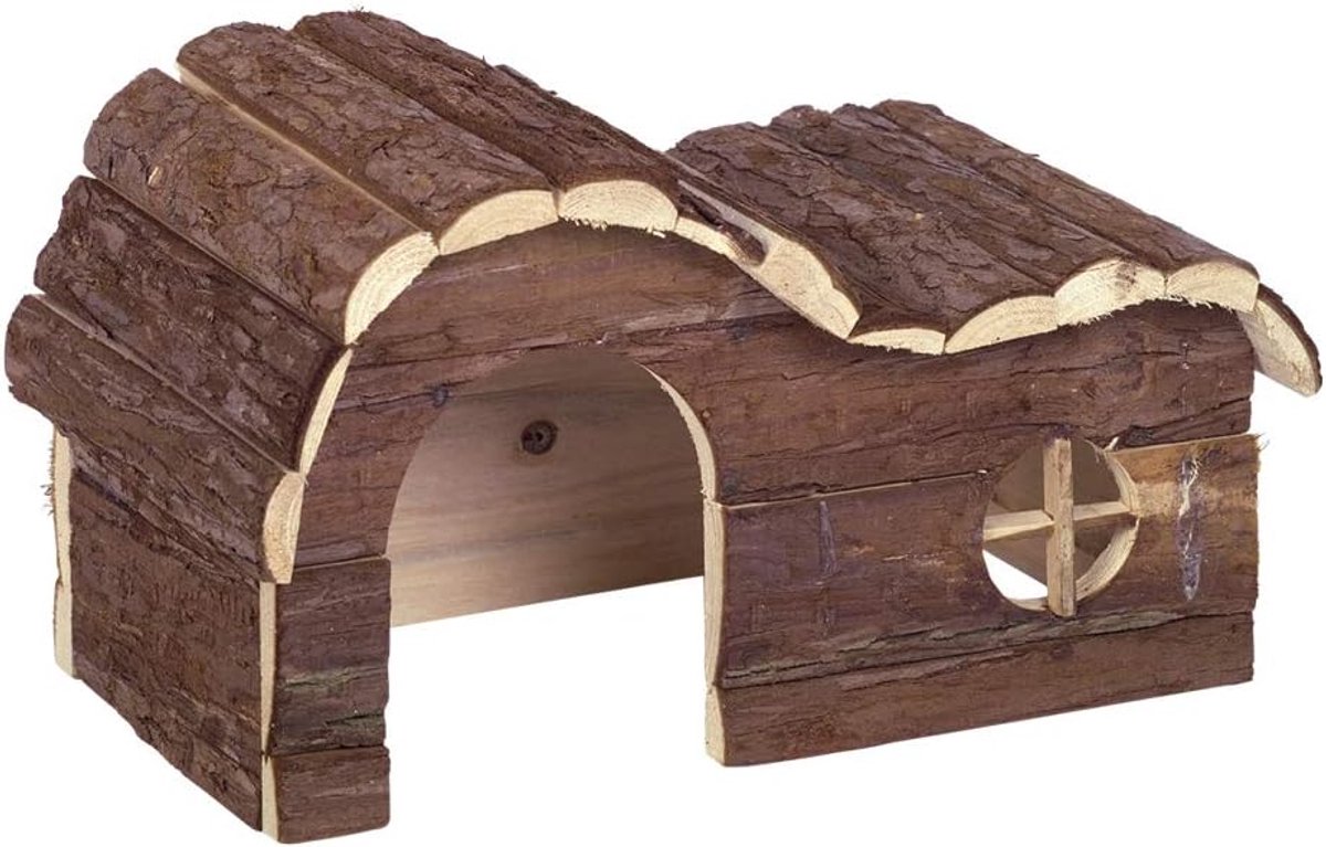 Knaagdier Huisje - Dierenverblijf - Kooi Inrichting - Natuurlijk Hout - 43x22x28 cm