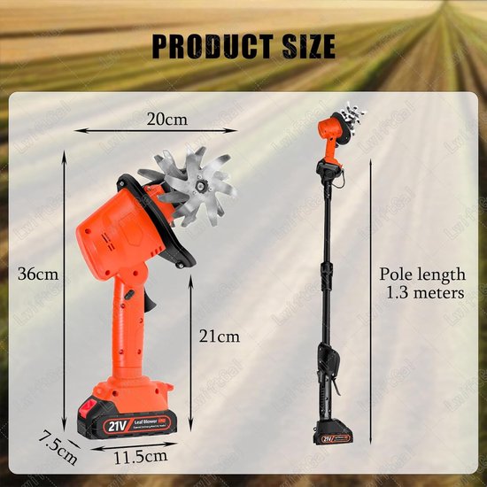 Elektrische Tuinfrees - Mini Frees - Bodem Bewerken - Snoerloos Werken - 10cm Breed - Oranje van Merkloos	 — afbeelding 4