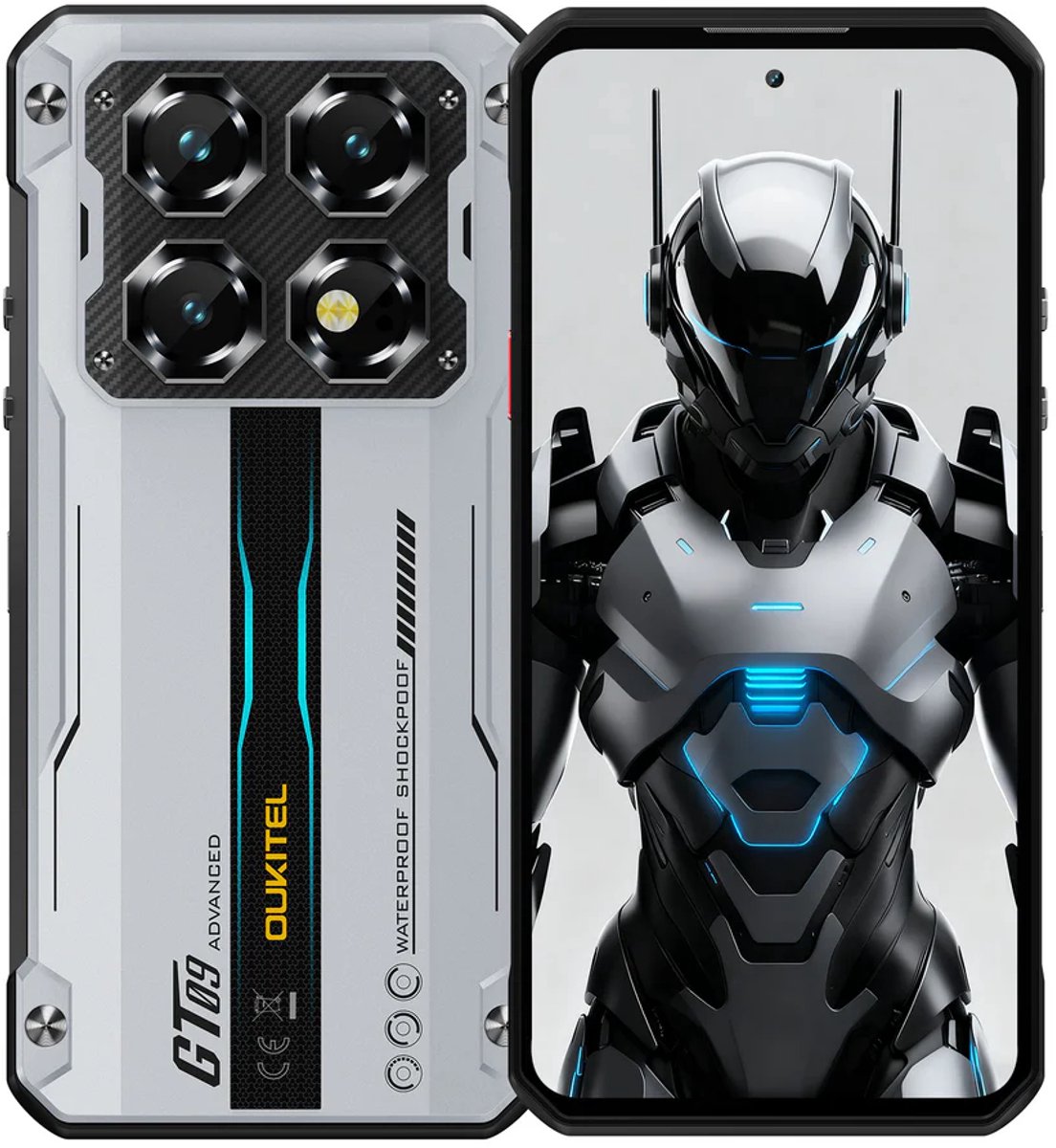OUKITEL WP60 5G Rugged Smartphone - 8GB RAM + 512GB Opslag - 7,2 inch HD+ Scherm - 10000mAh - Zilverterij - 108MP Camera - NFC - Android 15