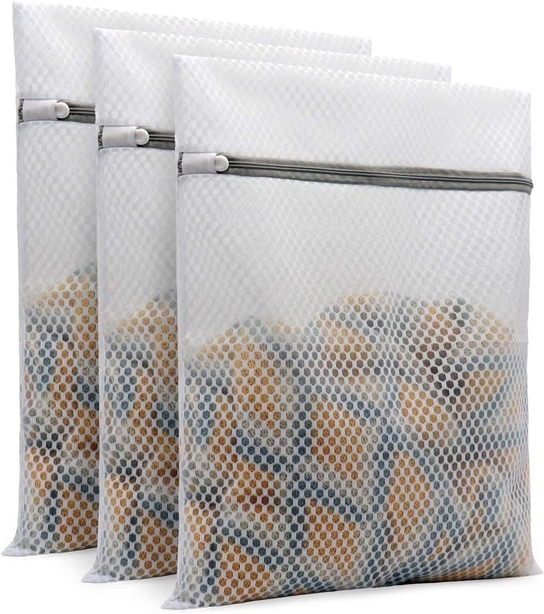 Mesh Waszakken - Honingraat Wasnetten - Delicate Kleding Wassen - Duurzaam Mesh Ontwerp - 3 Stuks 40x50cm - Wit