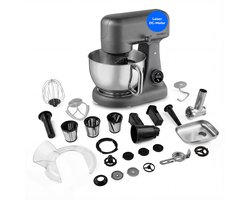 MEDION keukenmachine met vleesmolen (800 watt, gelijkstroommotor, roestvrijstalen kom van 4,6 liter, energiebesparend, zeer stil, digitaal sensor-touchdisplay, MD12600) Titanium