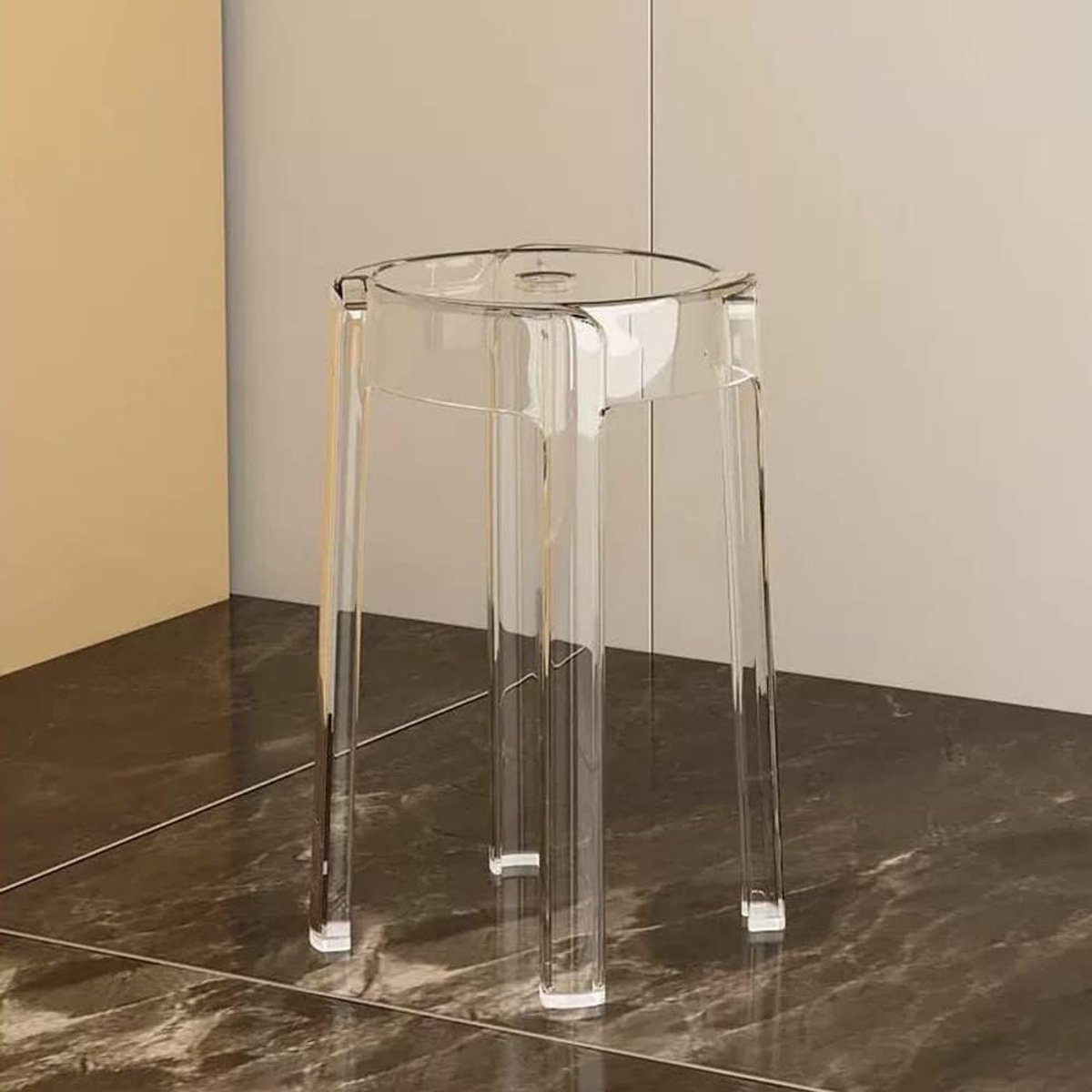 Transparante Kruk - Stapelbare Hoge Kruk - Bar Meubel - Moderne Eenvoud - 46cm Hoog - Helder