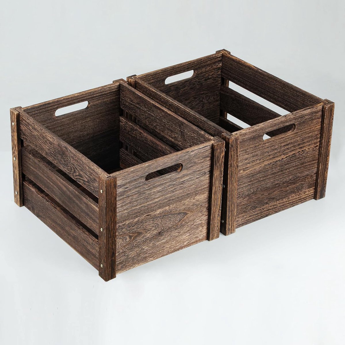 Stevige Houten Opslagkratten met Handvatten voor Decoratie en Organisatie