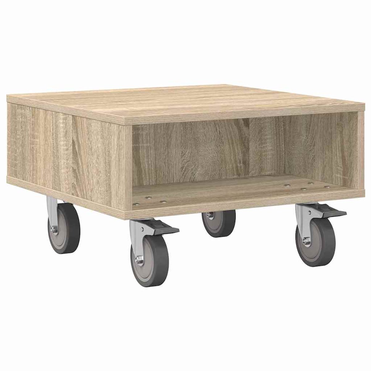 vidaXL Bijzettafel - met - wielen - Sonoma - Eik - 50,5 - x - 50 - x - 30 - cm Sonoma eiken
