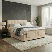 Mörgenn Elektrische Boxspring LUXA - Luxe Splittopper - Pocketvering - Teddy Beige - 160x200 cm - Inclusief Montage + Dekbed en Kussens