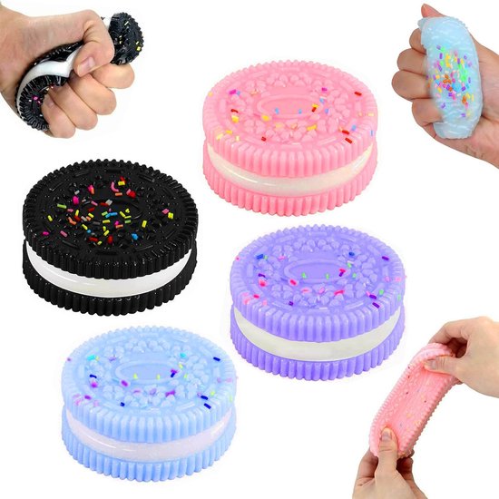 4 Pièces - Fidget Squishy - Cookie Squishies - Jouet Anti-stress à Presser - Jouet de Décompression Fidget Sensoriel - Soulagement de l'Anxiété - Jouet à Presser - Jouet Ultra-doux Soulageant le Stress