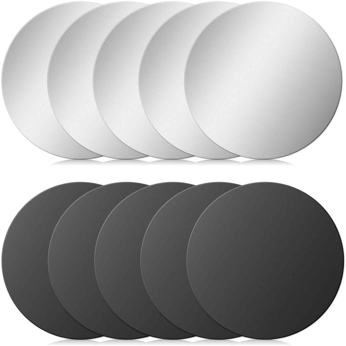 10x Dunne Zelfklevende Metalen Plaatjes 40mm voor Magneet Telefoonhouder (Zwart & Zilver)