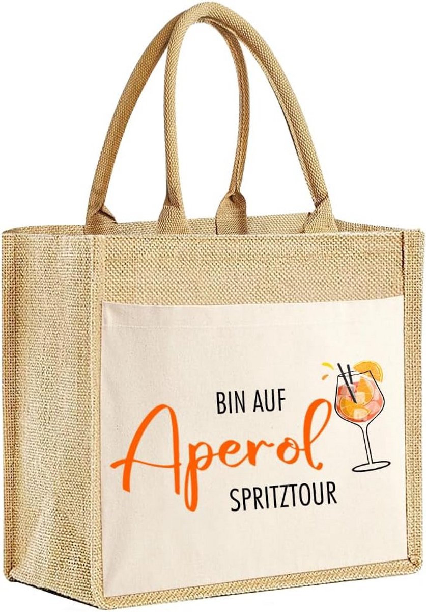 Witte Jute Cadeautas met Aperol Spritz Thema - Leuk voor Feestjes en Cadeaus