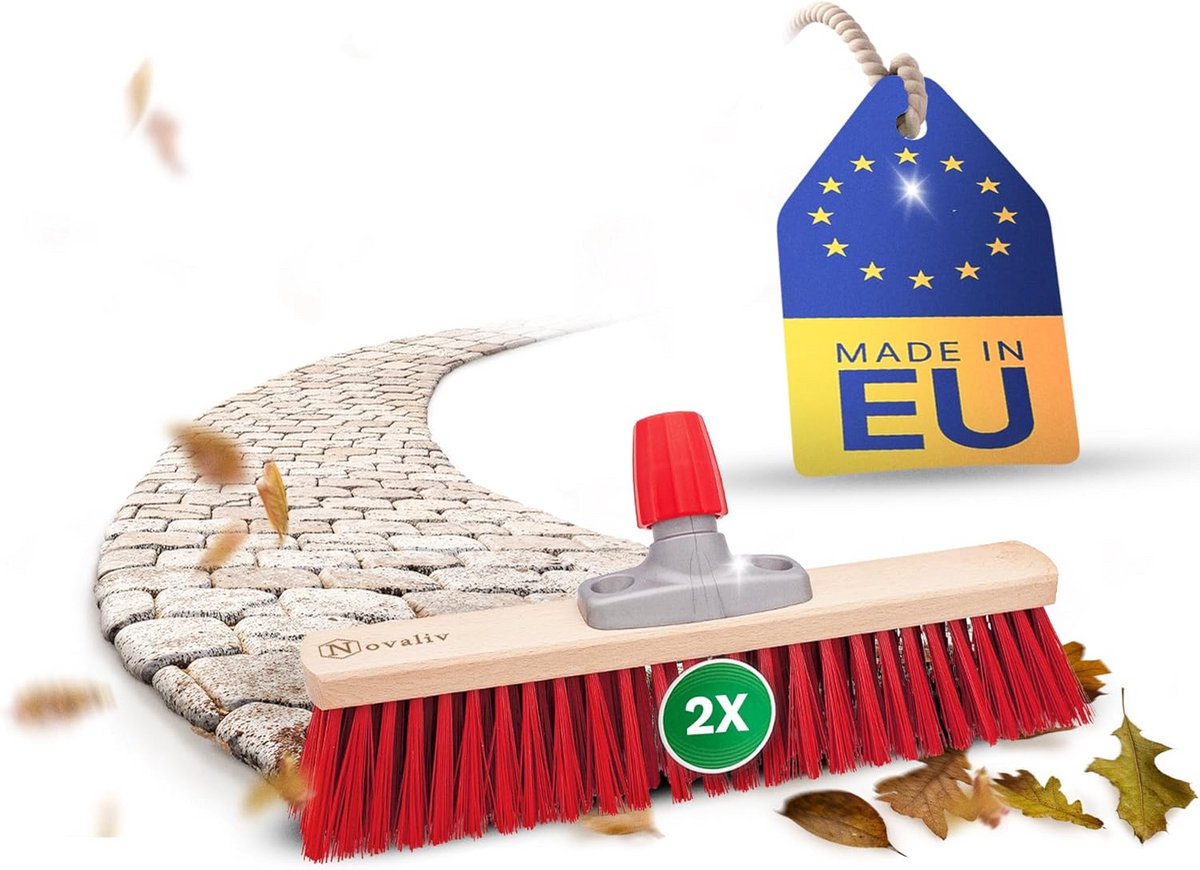 Set van 2 Industriële Straatbezem Koppen 40 cm - Robuuste Buitenbezem Elastonen Borstels