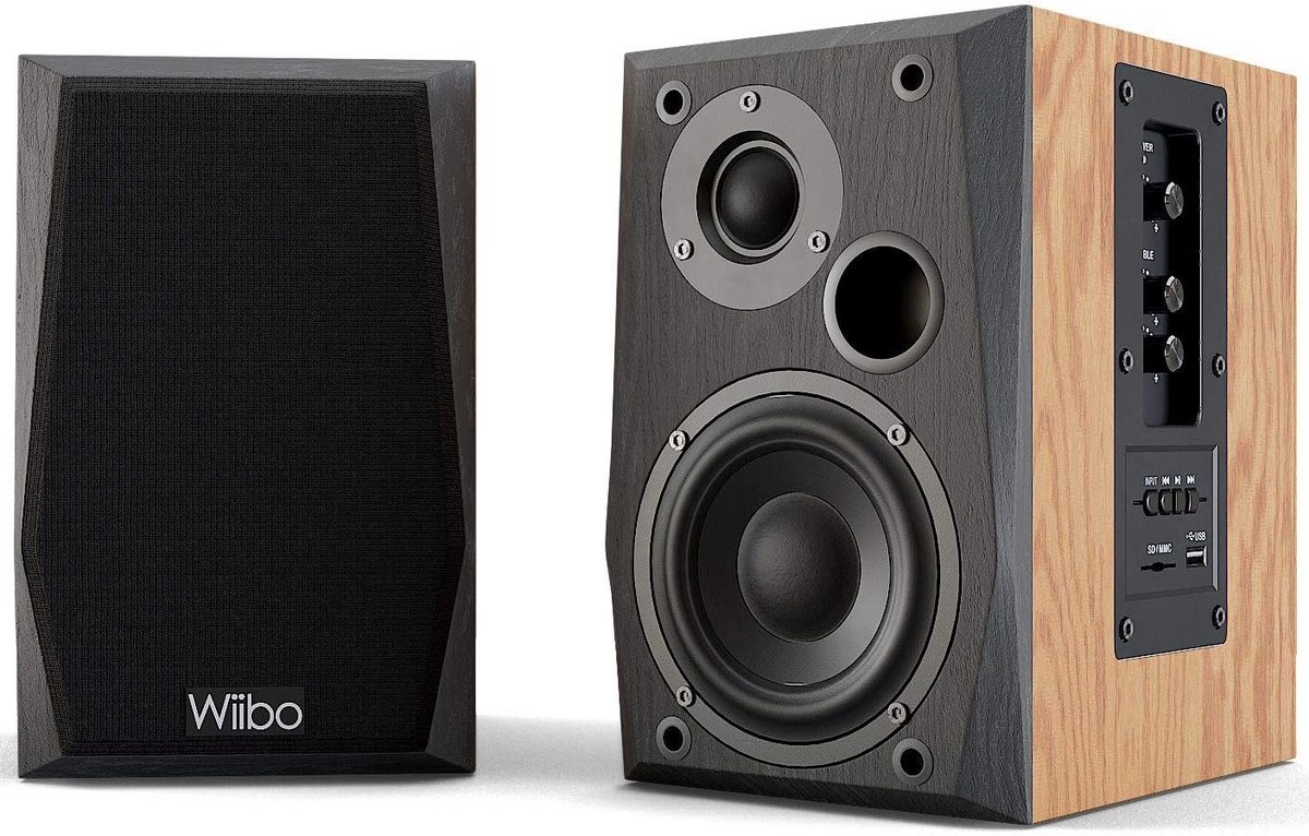 Krachtige Hifi Bluetooth Speakerset 50W met Houtlook en Afstandsbediening