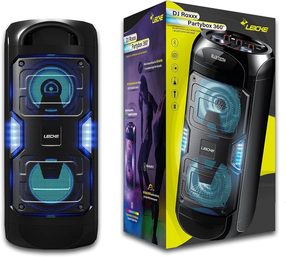 Draagbare Party Speaker met Verlichting Bluetooth USB AUX FM-radio