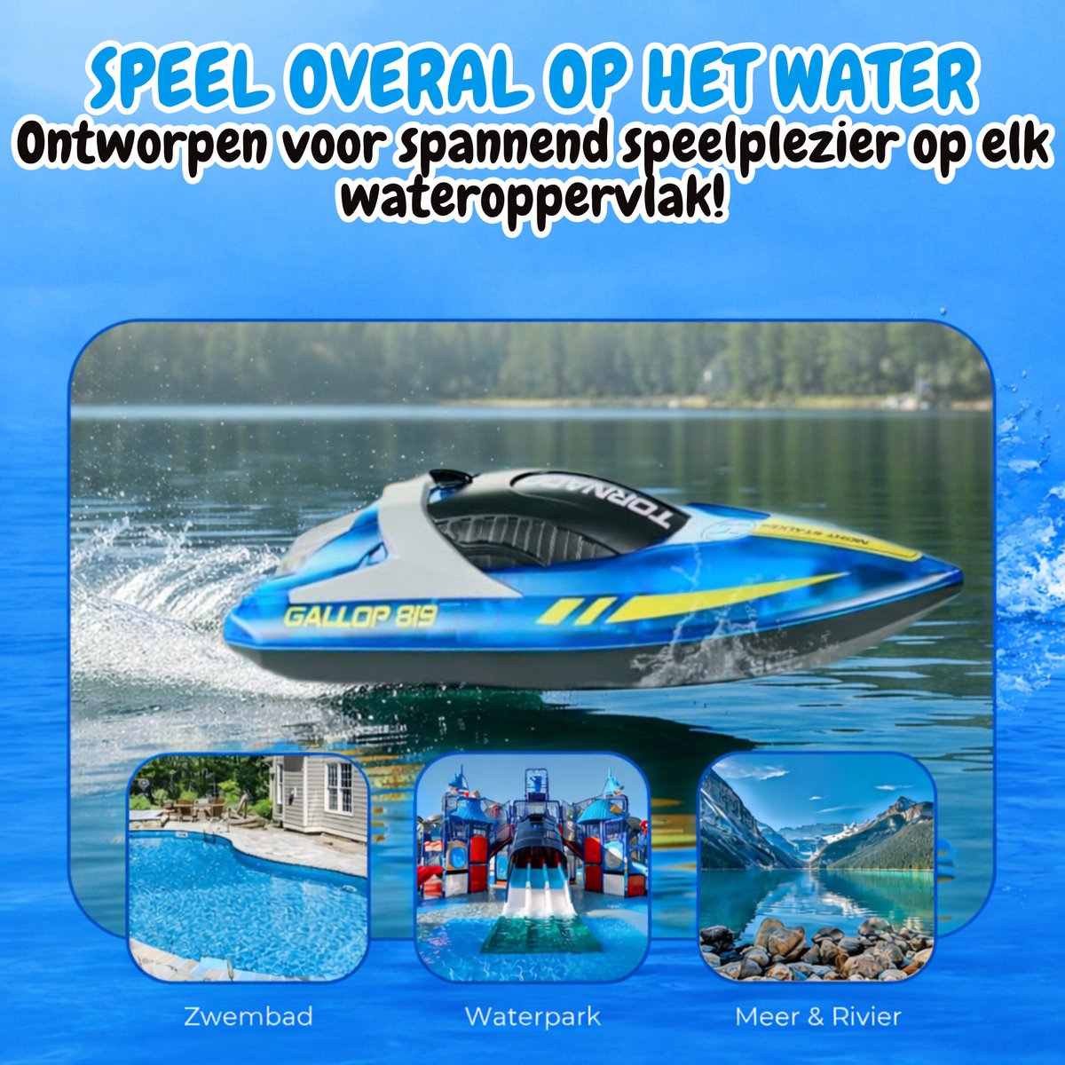 Pumpify Bestuurbare Boot – Waterspeelgoed – Met LED Verlichting – RC Boot – Snelheid Tot 15 km/h – 60m Bereik – Speelgoed Boot – Speedboot – Afstandsbestuurbare Boot - Speelgoed – 5 jaar – 6 jaar – 7 jaar – 8 jaar – 9 jaar – 10 jaar – Blauw — afbeelding 6
