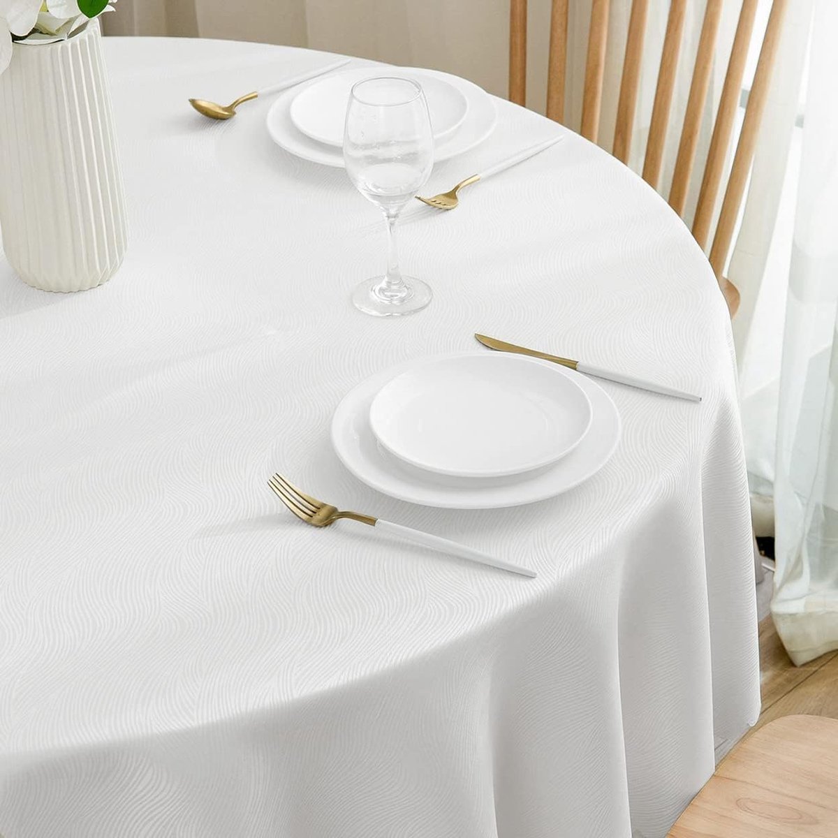 Rond Waterdicht Jacquard Tafelkleed 160 cm Effen Kleur Zwaar Gewicht