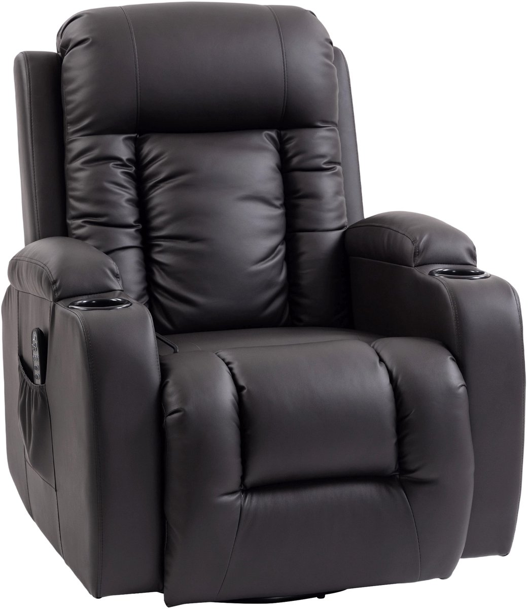 Massagestoel - Relaxfauteuil - Zetel - Stof - 1 persoons - Met armleuning - Zeer comfortabel - Elektrisch - Donkerbruin