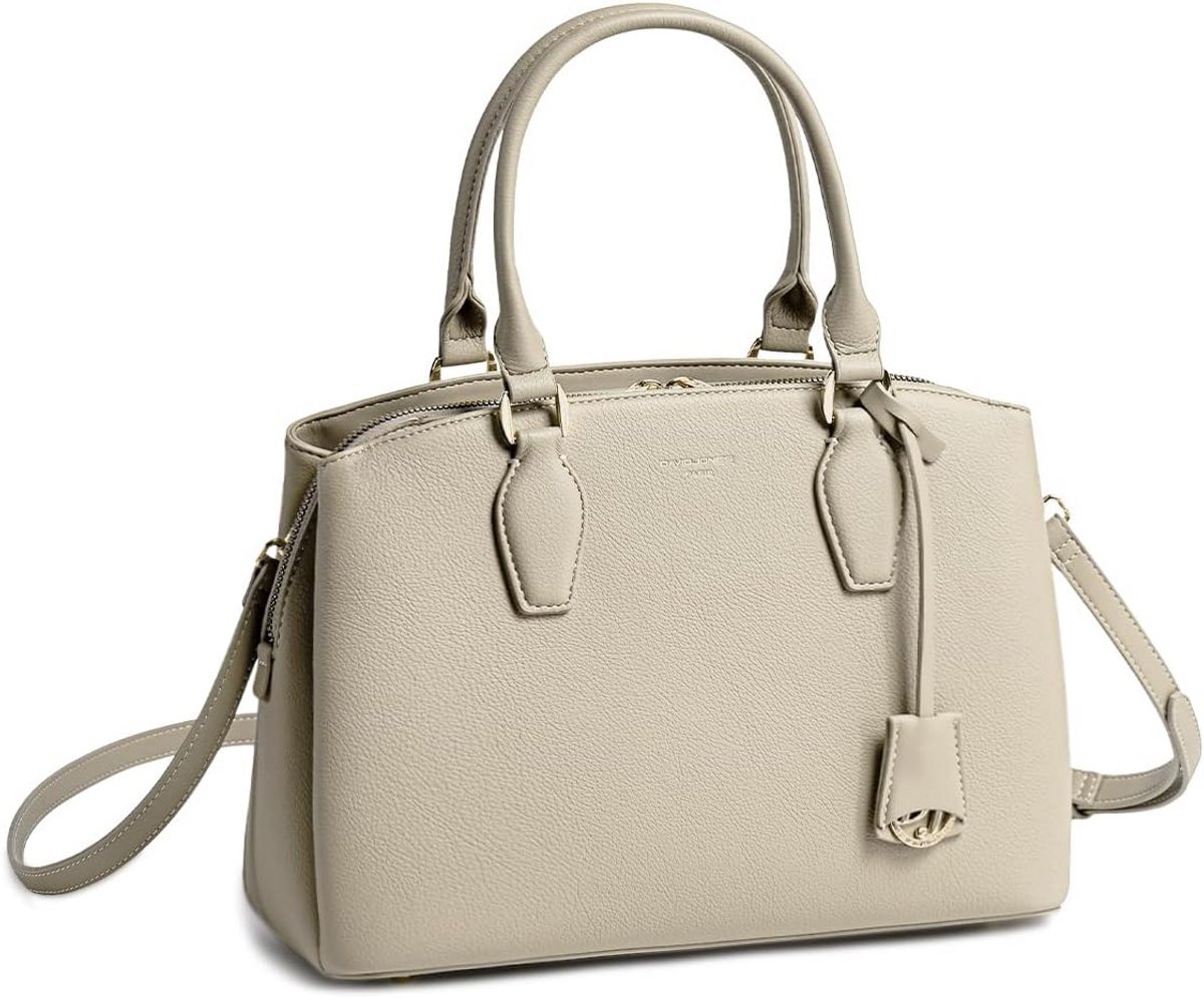 Dames Handtas PU Leer Grote Schoudertas Shopper met Vakken Beige