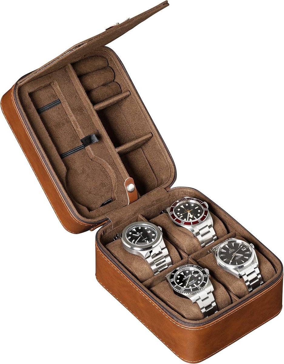 Draagbare Horlogebox voor 5 Horloges - Beschermende Reisorganizer met Rits
