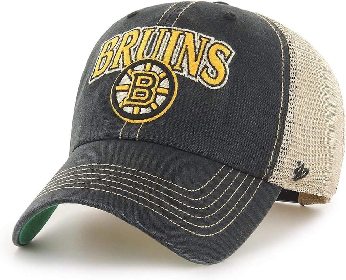 Verstelbare Trucker Cap Boston Bruins Vintage Stijl Zwart Beige