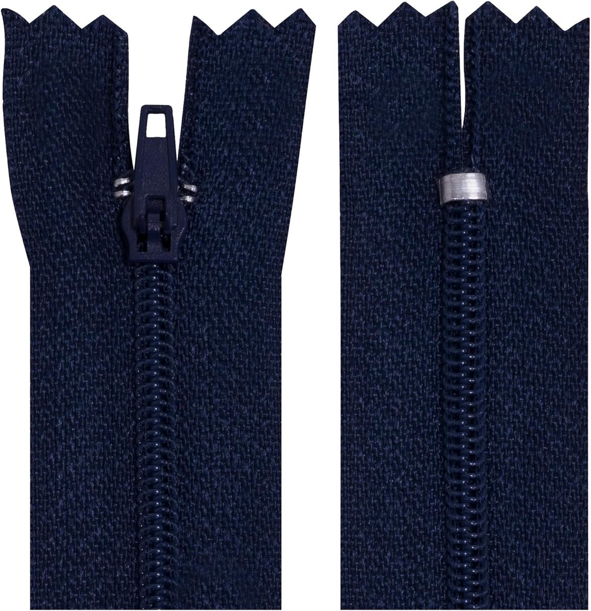 10x Niet Deelbare Spiraalritssluitingen Maat 3, 16 cm, Donkerblauw Nylon met Metalen Schuiver