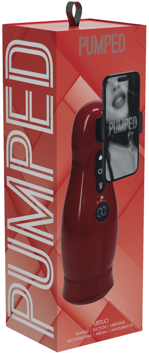 Virtuo - Suction and Vibration Masturbator Pump with Phone Attachment - Metallic Red